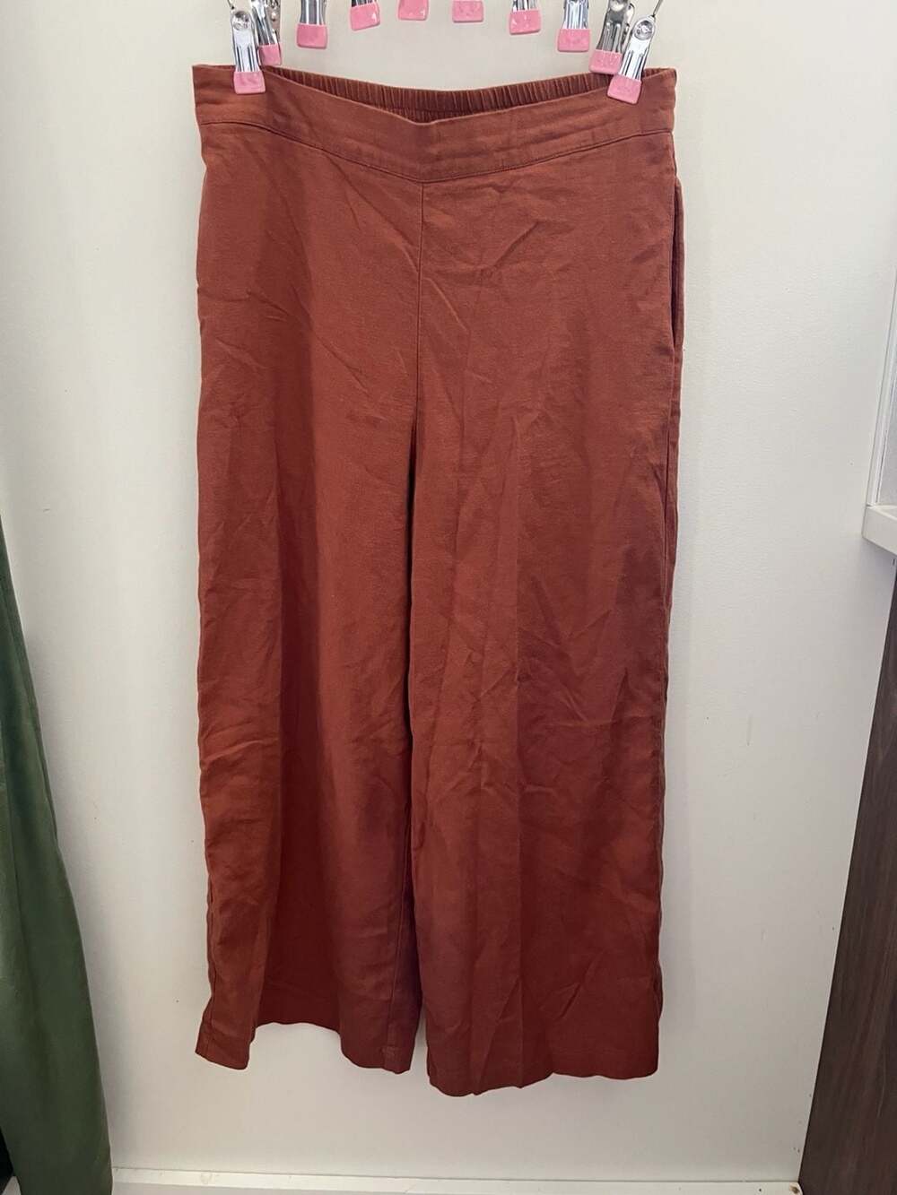 Nicole Miller New York Pants Size S Rust Red Wide Leg
